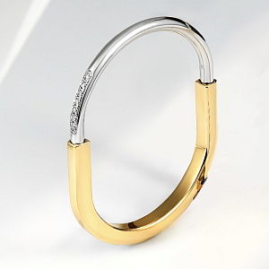 Женский браслет из золота двух цветов с бриллиантами (Вес 28 гр.)