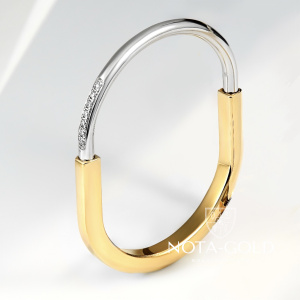 Женский браслет из золота двух цветов с бриллиантами (Вес 28 гр.)