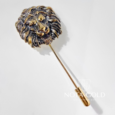 Булавка брошь Лев из желтого золота (Вес 10 гр.)