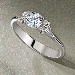 Помолвочное кольцо с синтетическим бриллиантом из белого золота (Вес: 2,56 гр)