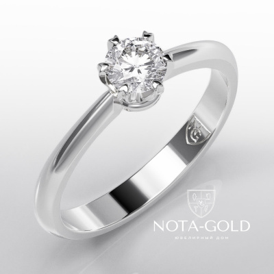 Помолвочное кольцо с бриллиантом из белого золота (Вес 2,6 гр.)