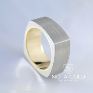 Золотое мужское кольцо из двух видов золота с матовой поверхностью (Вес: 16 гр.)