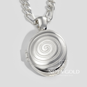 Медальон-кулон из серебра с фотографиями внутри Третий глаз - Чакра (Вес: 18 гр.)