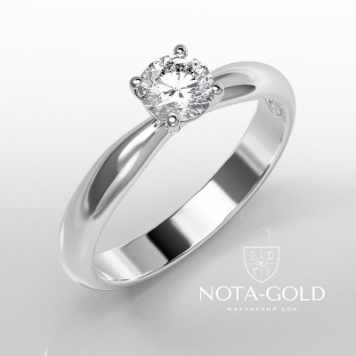 Помолвочное кольцо с бриллиантом из белого золота (Вес 2,6 гр.)