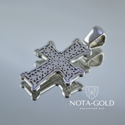 Крест из платины с орнаментом и чернением (Вес 13,5 гр.)