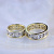 Двухцветные обручальные кольца из золота с датой свадьбы, бриллиантом и гравировкой unum sempiternum (вместе навсегда) (Вес пары 12 гр.)