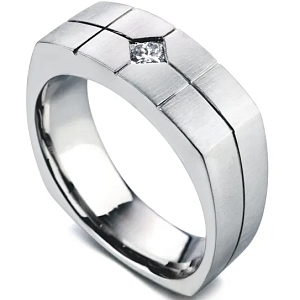 Мужская печатка из платины с бриллиантом (Вес: 22,4 гр.)
