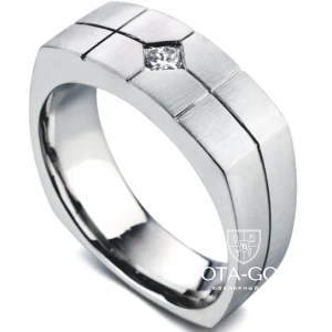 Мужская печатка из платины с бриллиантом (Вес: 22,4 гр.)