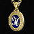 Золотой медальон - подвес для двух фотографий с инициалами, бриллиантами и эмалью (Вес: 9 гр.)