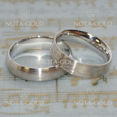 Фактурные обручальные кольца из белого золота (Вес пары: 11 гр.)