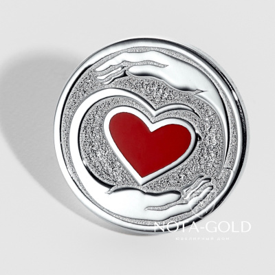 Значок Сердце из серебра с эмалью (Вес 1,9 гр.)