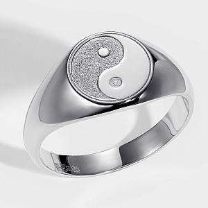 Кольцо печатка Инь и Ян из белого золота (Вес 8 гр.)