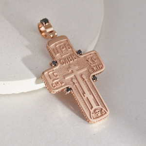Крест из красного золота с чёрными бриллиантами (Вес: 24 гр.)