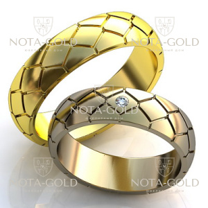 Обручальные кольца с орнаментом и бриллиантом на заказ i933 (Вес пары: 12 гр.)