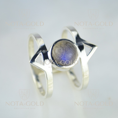 Готическое кольцо на фалангу с вороньим глазом на заказ (Вес: 5 гр.)