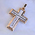 Золотой православный именной крест из двух видов золота с сапфирами и гравировкой (Вес 22 гр.)