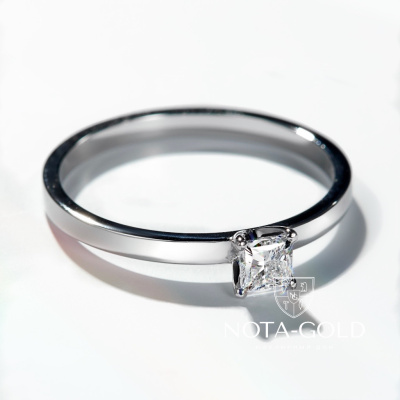 Помолвочное кольцо из белого золота с бриллиантом Принцесса 2,5мм (Вес 2,1 гр.)