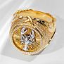 Мужское кольцо Рак из желтого и белого золота с бриллиантами и гравировкой (Вес 33,6 гр.)