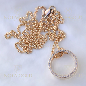 Женская подвеска-кольцо из красного золота с бриллиантами (Вес: 7,5 гр.)
