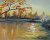 Картина маслом на холсте - осень, вода, закат 25x20 см