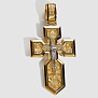 Малый клиновидный православный крест из золота с эмалью (Вес: 13 гр.)