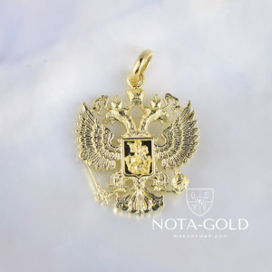 Кулон-подвеска с гербом России двуглавый орёл из жёлтого золота (Вес: 6 гр.)