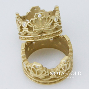 Обручальные кольца корона на заказ (Вес пары: 14 гр.)
