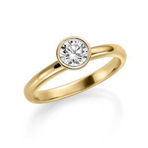 Женское кольцо с завальцованным бриллиантом 0,4 карата из жёлтого золота (Вес: 4 гр.)