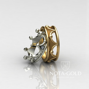 Обручальные кольца Короны с бриллиантами на заказ (Вес пары: 10 гр.)