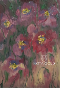 Картина маслом на холсте - Яркие цветы, поле 34x49 см