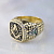Мужское кольцо-печатка с масонской символикой из жёлтого золота с чернением, бриллиантами, гранатом и изумрудом (Вес: 30 гр.)