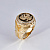 Мужское кольцо-печатка на заказ из красного золота с гербом России, бриллиантами и крестом (Вес: 30 гр.)