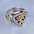 Мужское кольцо перстень из белого золота с гранатами, гербом в виде льва, инициалами и личной гравировкой (Вес: 36 гр.)