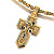 Большой клиновидный православный крест из золота с чёрными бриллиантами и эмалью (Вес: 23 гр.)