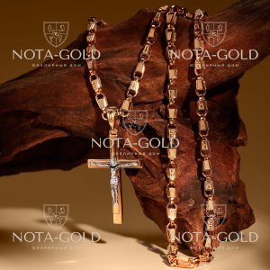 Православный нательный крест на цепочке из золота (Вес 51,6 гр.)