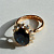 Женское золотое кольцо с крупным натуральным сапфиром, бриллиантами и гравировкой (Вес: 5 гр.)