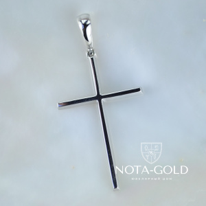 Большой крестик из белого золота с гравировкой Спаси и Сохрани (Вес 3,2 гр.)