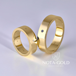 Обручальные кольца из желтого золота с бриллиантами (Вес пары 19 гр.)